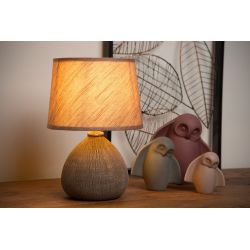 Lucide RAMZI - Lampe de table - Ø 18 cm - 1xE14 - Brun 