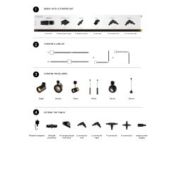 Lucide TRACK Kit de démarrage - Système de rail monophasé / Éclairage sur rail - 2 mètres - Noir 