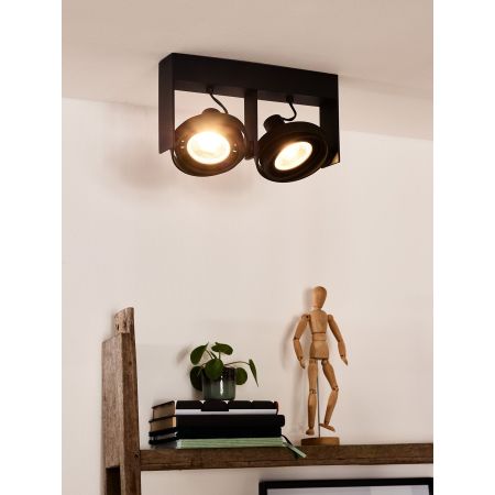 Lucide GRIFFON - Spot plafond - LED Dim to warm - GU10 (ES111) - 2x12W 2200K/3000K - Noir 