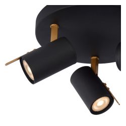 Lucide GRONY - Spot plafond - LED Dim to warm - GU10 - 3x5W 2200K/3000K - Noir 