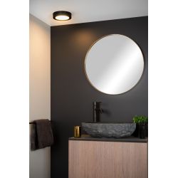 Lucide BRICE-LED - Plafonnier Salle de bains - Ø 18 cm - LED Dim. - 1x11W 3000K - IP44 - Noir 