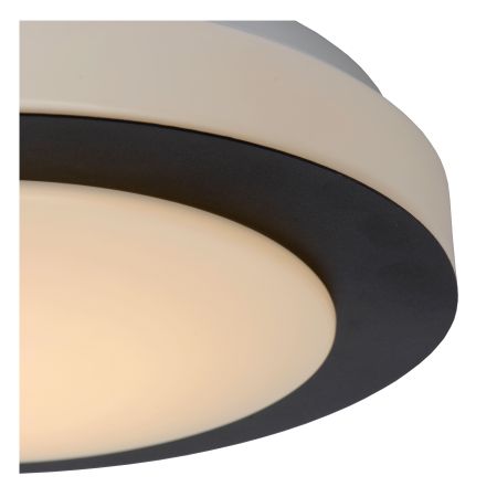 Lucide DIMY - Plafonnier Salle de bains - Ø 28,6 cm - LED Dim. - 1x12W 3000K - IP21 - 3 StepDim - Noir 