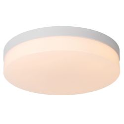 Lucide BISKIT - Plafonnier Salle de bains - Ø 34,5 cm - LED - 1x24W 2700K - IP44 - Détecteur De Mouvement - Blanc 