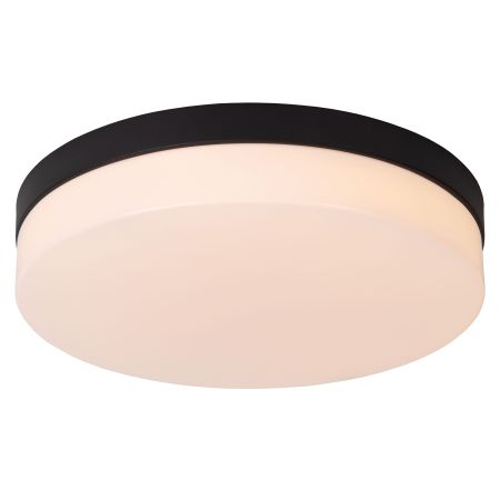 Lucide BISKIT - Plafonnier Salle de bains - Ø 34,5 cm - LED - 1x24W 2700K - IP44 - Détecteur De Mouvement - Noir 