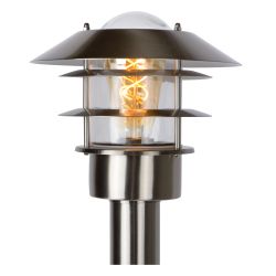 Lucide ZICO - Lanterne / lampadaire exterieur Intérieur/Extérieur - Ø 21,8 cm - 1xE27 - IP44 - Chrome Dépoli