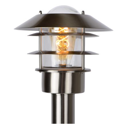 Lucide ZICO - Lanterne / lampadaire exterieur Intérieur/Extérieur - Ø 21,8 cm - 1xE27 - IP44 - Chrome Dépoli 