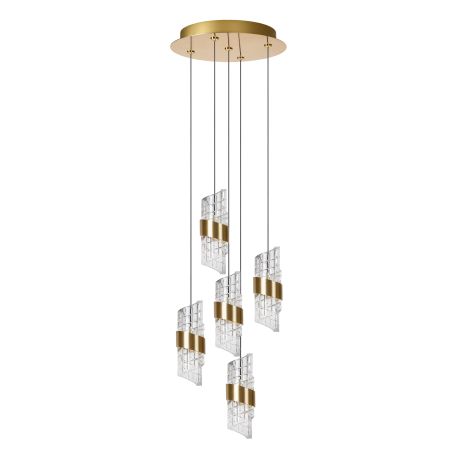 Lucide KLIGANDE - Suspension - Ø 30 cm - LED Dim. - 5x8W 2700K - Or Mat / Laiton 