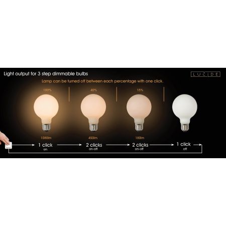 Lucide G80 - Ampoule filament - Ø 8 cm - LED Dim. - E27 - 1x8W 2700K - 3 StepDim - Opalin 