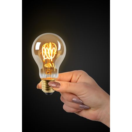 Lucide A60 - Ampoule filament - Ø 6 cm - LED Dim. - E27 - 1x4,9W 2200K - Ambre 