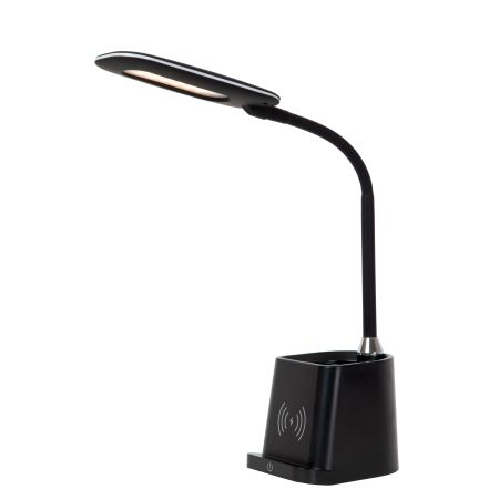 Lucide PENNY - Lampe de bureau - LED Dim. - 1x4,7W 3000K - Avec chargeur sans fil - Noir 