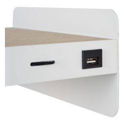 Lucide ATKIN - Lampe de chevet / Applique mural - LED - 1x6W 3000K - Point de rechargement USB - Blanc 