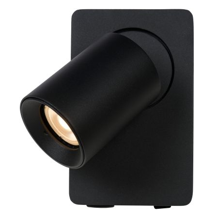 Lucide NIGEL - Lampe de chevet / Applique mural - LED Dim. - GU10 - 1x5W 2200K/3000K - Point de rechargement USB - Noir 