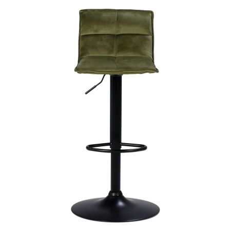 Tabouret de bar en velours vert olive réglable Jordi 