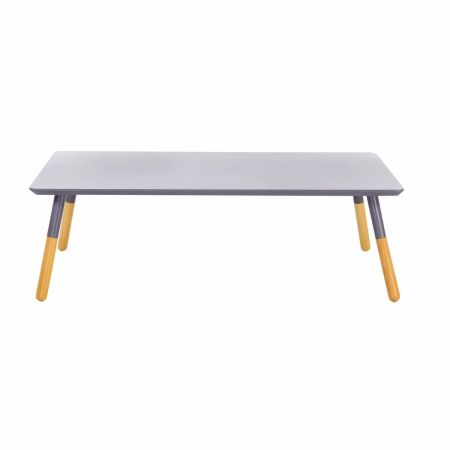 Table basse bois de hêtre et laqué gris rectangulaire 120cm Scandie 