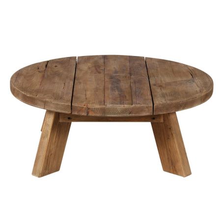 Table basse ronde en pin recyclé 90 cm Nebraska 