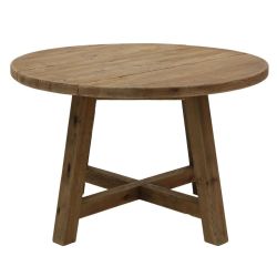 Table repas ronde en pin recyclé 120 cm Nebraska