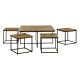 Tables basses carrées gigognes teck recyclé 90cm - Set de 5 WOODY 