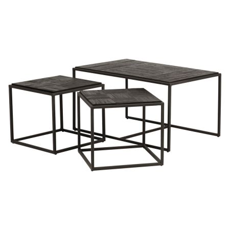 Tables basses gigognes teck recyclé - Set de 3 Bronx 