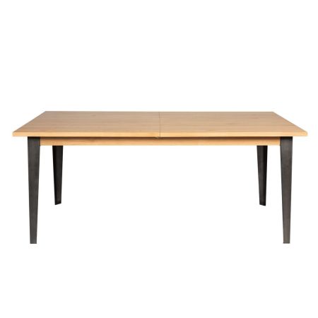 Table repas placage chêne et métal Manhattan 180 cm avec allonge 