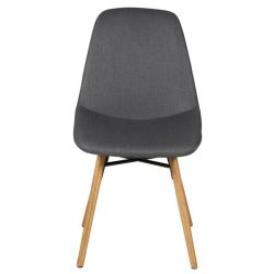 Chaise de repas en tissu gris foncé et pieds chêne Couleur:Gris foncé