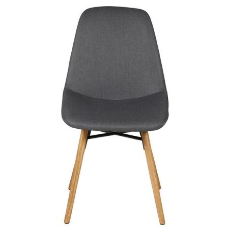 Chaise de repas en tissu gris foncé et pieds chêne Couleur:Gris foncé