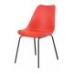 Chaise repas rouge pied chromé Couleur:Rouge vermillon