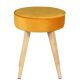 Tabouret en velours bleu foncé pieds bois naturel Couleur:Moutarde