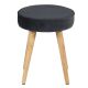 Tabouret en velours bleu foncé pieds bois naturel Couleur:Gris foncé