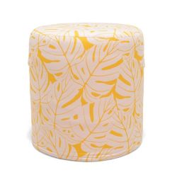 Pouf d'extérieur imprimé feuilles jaune citron Couleur:Jaune citron