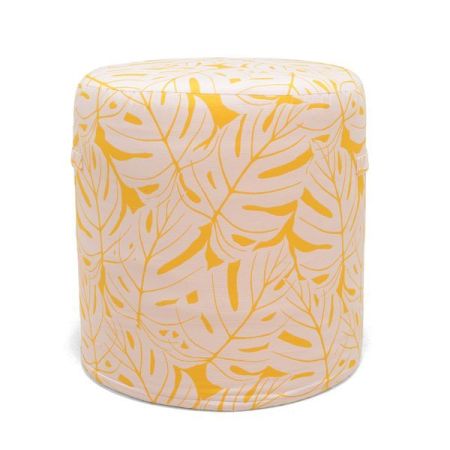 Pouf d'extérieur imprimé feuilles jaune citron Couleur:Jaune citron