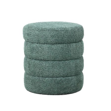 Pouf tissu effet fourrure rase vert émeraude Couleur:Vert émeraude