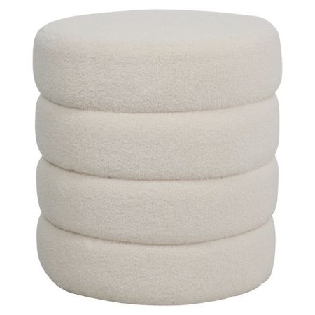 Pouf tissu effet laine bouclette beige Couleur:Beige