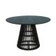 Table ronde en teck noir 120 cm Couleur:Noir Longueur:120 cm