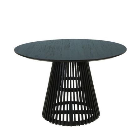 Table ronde en teck noir 120 cm Couleur:Noir Longueur:120 cm