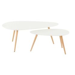 Tables basses gigognes style Scandinave laqué blanc116 cm Couleur:Blanc Longueur:115 cm