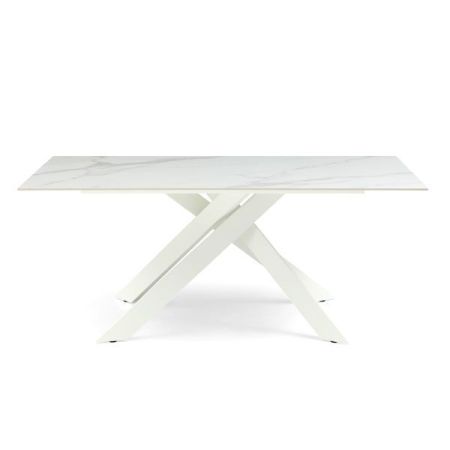 Table repas 180cm Céramique Arabescato mat blanc Couleur:Blanc Longueur:180 cm